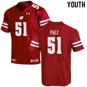 Youth Wisconsin Badgers NCAA #51 Gio Paez Red Authentic Under Armour Stitched College Football Jersey XT31D12NN
